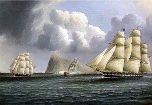 ジブラルタル沖のアメリカのフリゲート艦